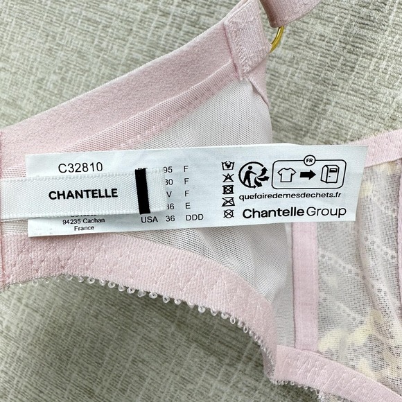 Chantelle Bra Womens 36DDD Pink Lace Balconette Unlined Underwire C32810 - Picture 11 of 14